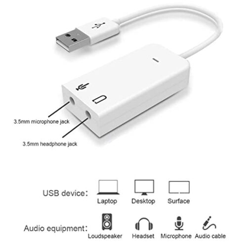 USB SOUND CARD 7.1 Plug and Play External USB Sound Card Audio Adapter Mic Speaker Audio Interface For Laptop PC